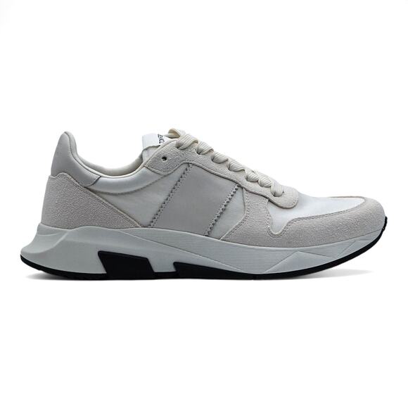 Tom Ford Jagga Leather-Trimmed Suede and Mesh Sneakers in White size 9 US / 8 UK main image 9